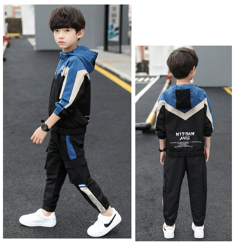 2-teiliges Jungen-Sportanzug-Set mit Kapuze – Frühling & Herbst | Langarm-Trainingsanzug für Kinder & Teenager (Größe 120–170)