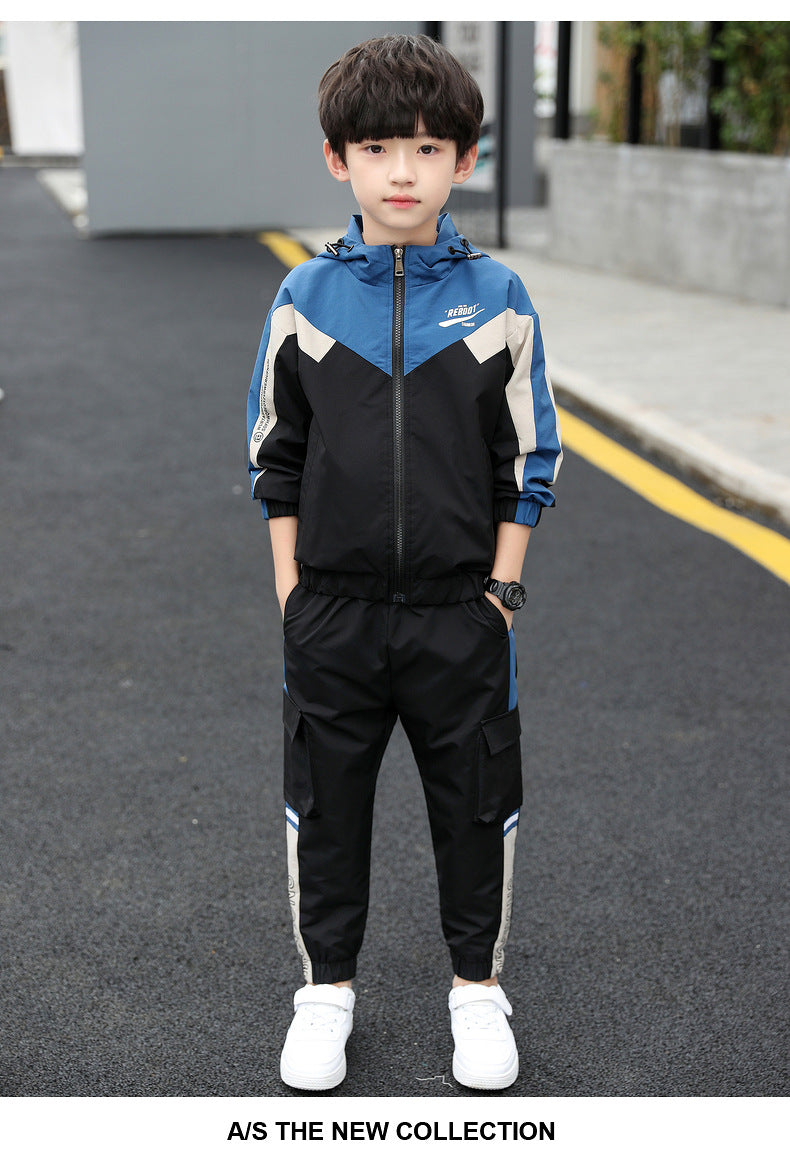 2-teiliges Jungen-Sportanzug-Set mit Kapuze – Frühling & Herbst | Langarm-Trainingsanzug für Kinder & Teenager (Größe 120–170)