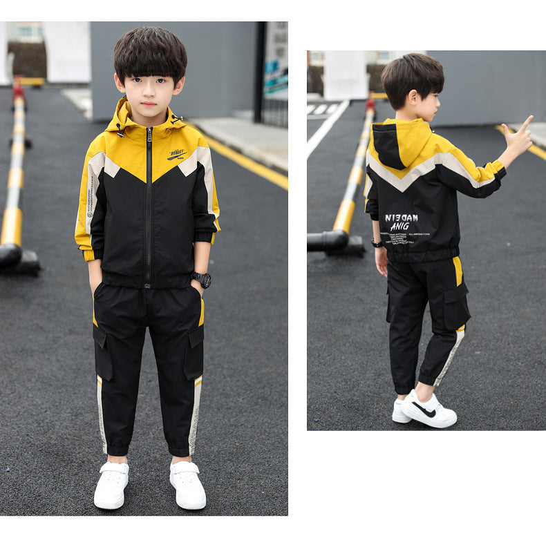 2-teiliges Jungen-Sportanzug-Set mit Kapuze – Frühling & Herbst | Langarm-Trainingsanzug für Kinder & Teenager (Größe 120–170)