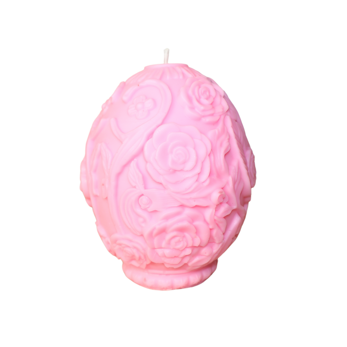 Handgemachte Bio-Sojawachs-Kerze | Vanille oder Lavendel -Duft & Rosenrelief – Ei-Form | Duftkerze Geschenk