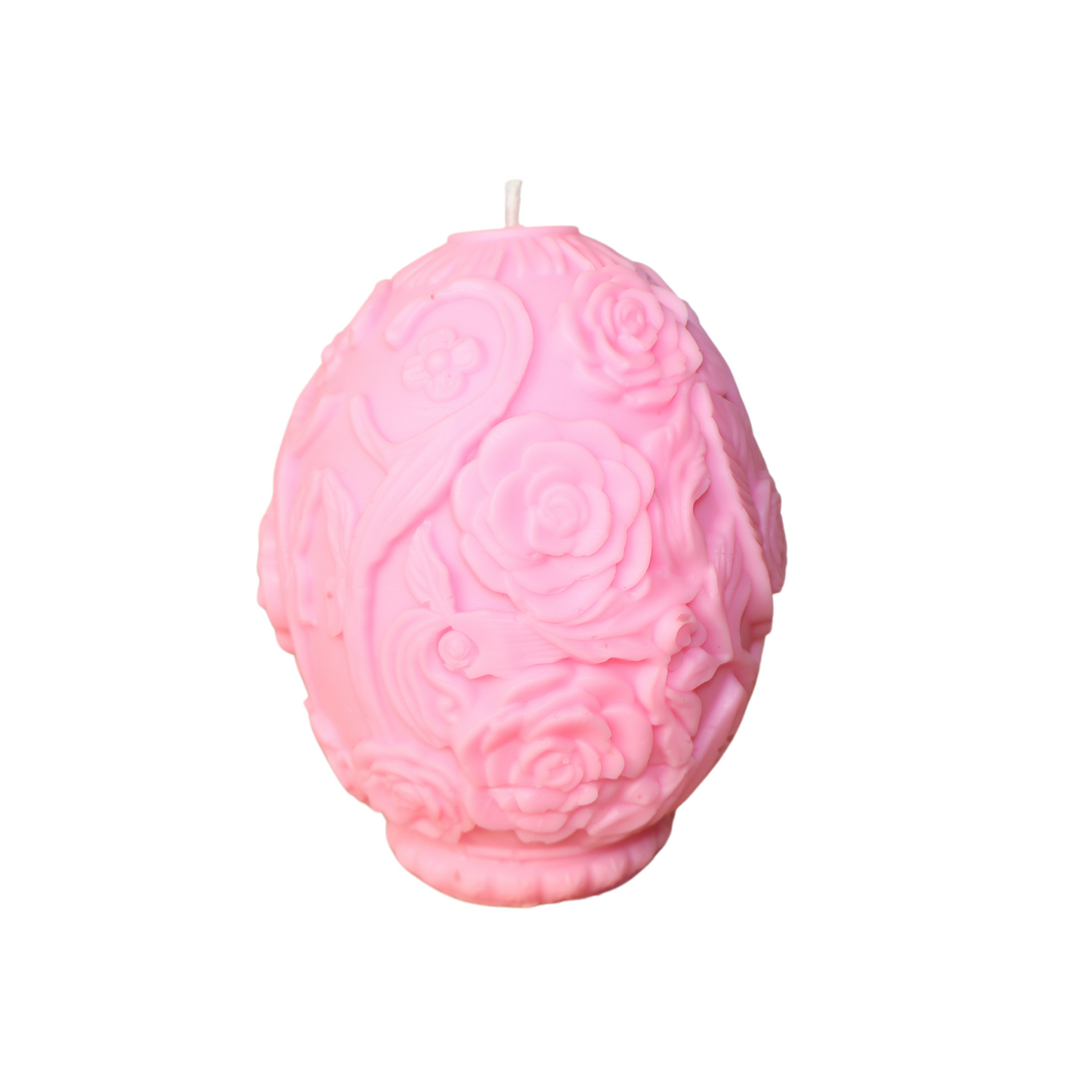Handgemachte Bio-Sojawachs-Kerze | Vanille oder Lavendel -Duft & Rosenrelief – Ei-Form | Duftkerze Geschenk