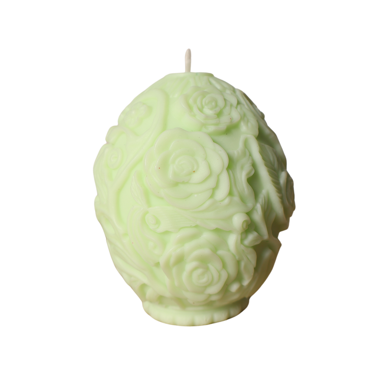 Handgemachte Bio-Sojawachs-Kerze | Vanille oder Lavendel -Duft & Rosenrelief – Ei-Form | Duftkerze Geschenk
