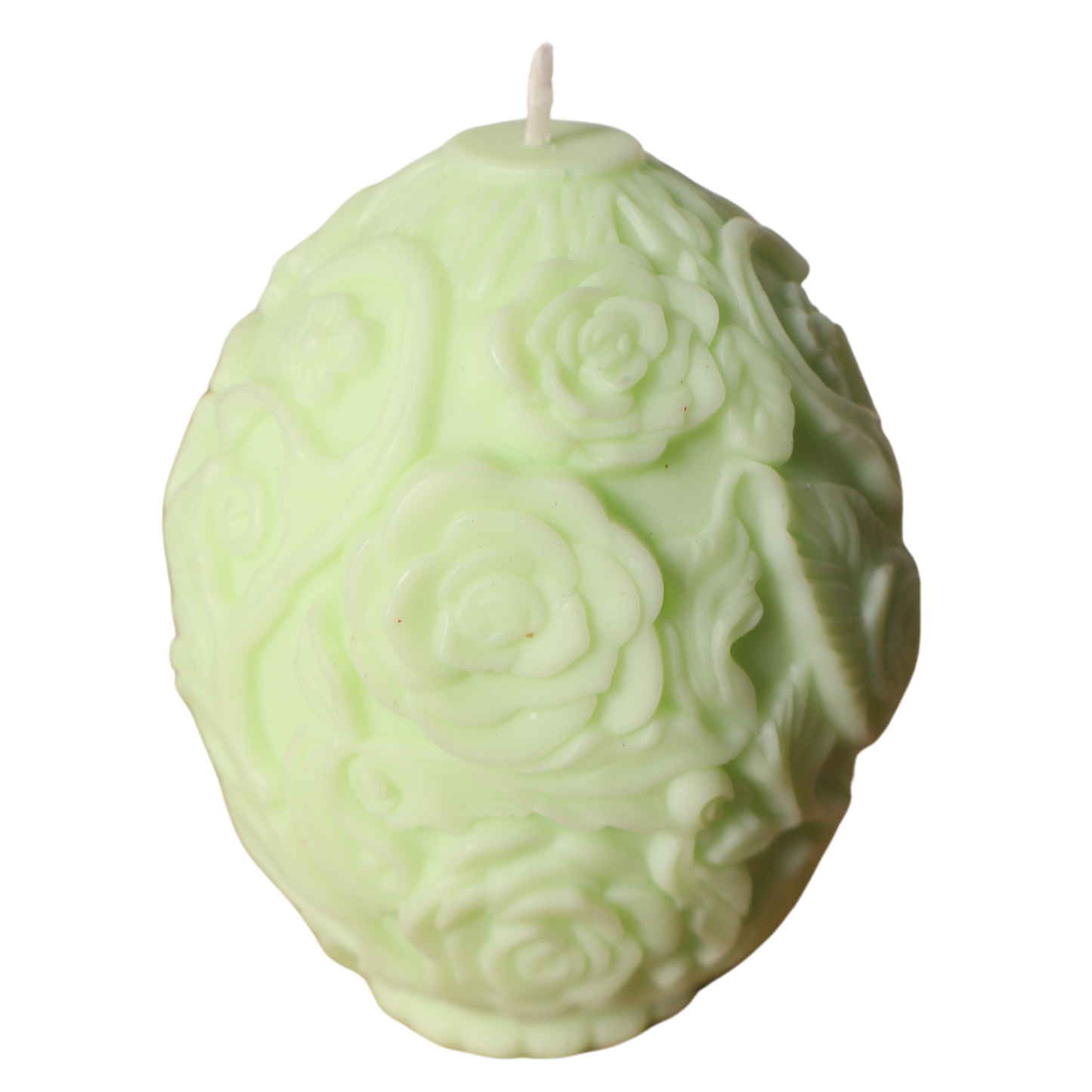 Handgemachte Bio-Sojawachs-Kerze | Vanille oder Lavendel -Duft & Rosenrelief – Ei-Form | Duftkerze Geschenk