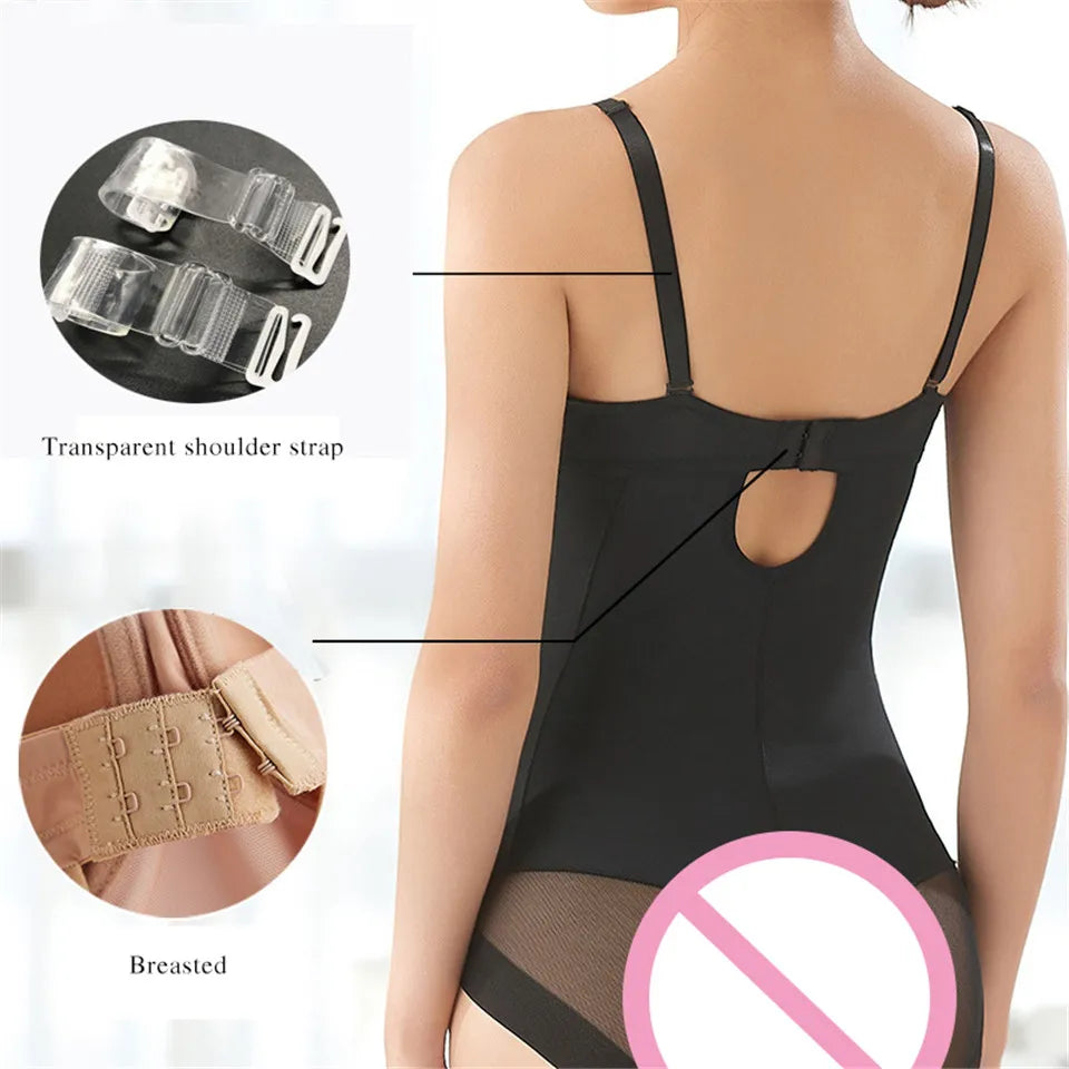 Wechery Damen Shapewear Body – Figurformender Body mit Bügel, Push-Up-Effekt, Schwarz