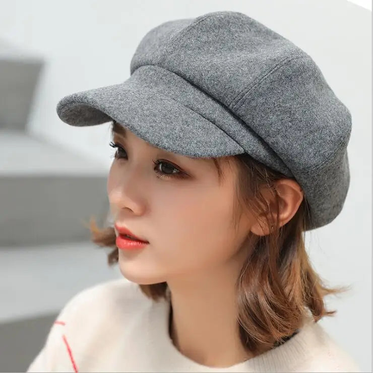 Damen & Herren Herbst/Winter Schirmmütze – Schlichte Octagonal Newsboy Cap aus Baumwolle | Klassische Maler-Baskenmütze
