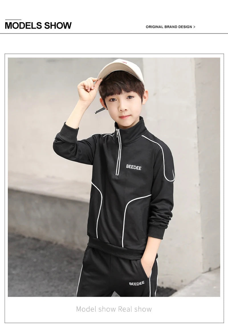 2-teiliges Jungen Trainingsanzug-Set – Sweatshirt & Hose | Herbst & Frühling | Streetwear-Look für Kinder 4–12 Jahre