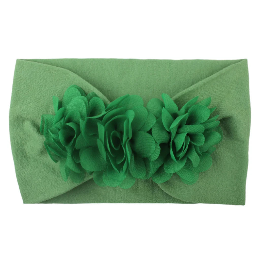 Elastisches Haarband mit Schleife für Mädchen – Blumenmuster Turban-Stirnband | Weiches Kinder-Haaraccessoire für Neugeborene & Kleinkinder