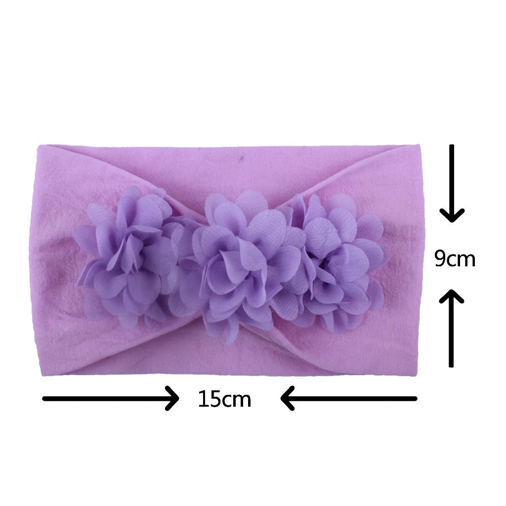 Elastisches Haarband mit Schleife für Mädchen – Blumenmuster Turban-Stirnband | Weiches Kinder-Haaraccessoire für Neugeborene & Kleinkinder