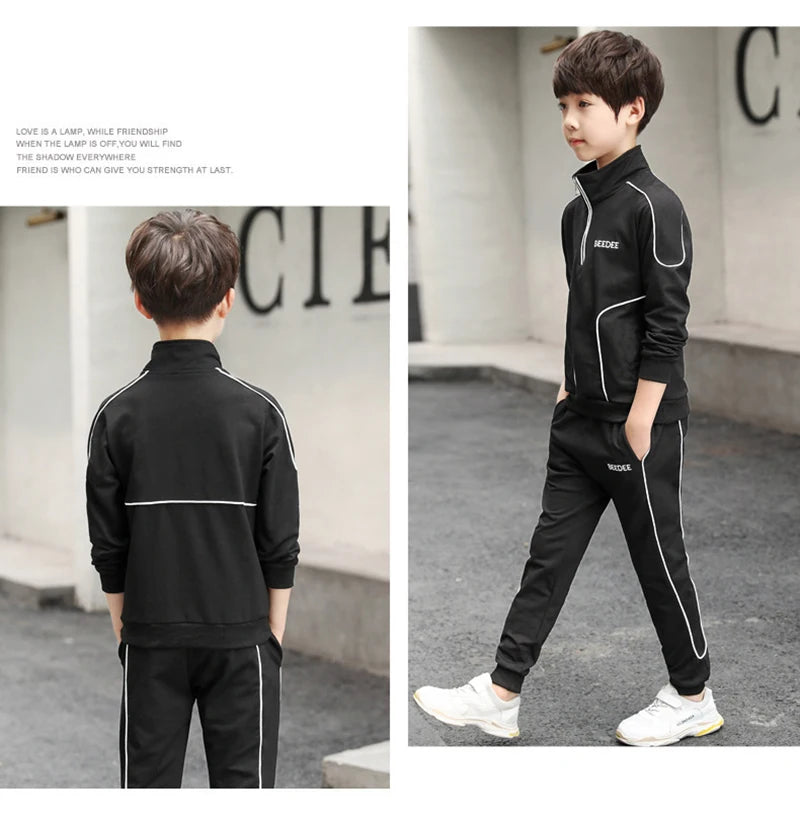 2-teiliges Jungen Trainingsanzug-Set – Sweatshirt & Hose | Herbst & Frühling | Streetwear-Look für Kinder 4–12 Jahre