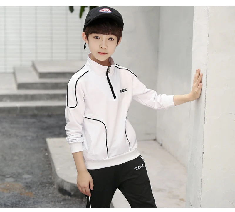 2-teiliges Jungen Trainingsanzug-Set – Sweatshirt & Hose | Herbst & Frühling | Streetwear-Look für Kinder 4–12 Jahre