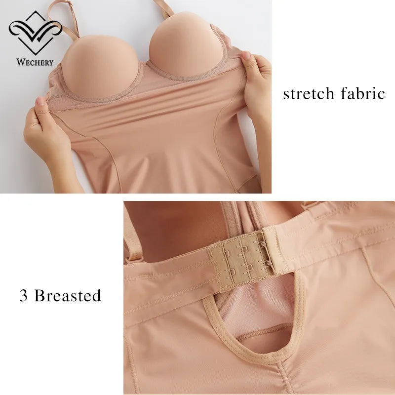 Wechery Damen Shapewear Body – Figurformender Body mit Bügel, Push-Up-Effekt, Schwarz