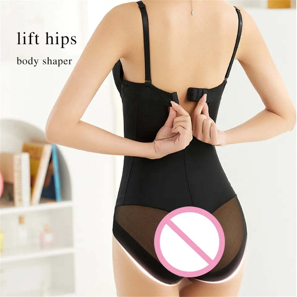 Wechery Damen Shapewear Body – Figurformender Body mit Bügel, Push-Up-Effekt, Schwarz