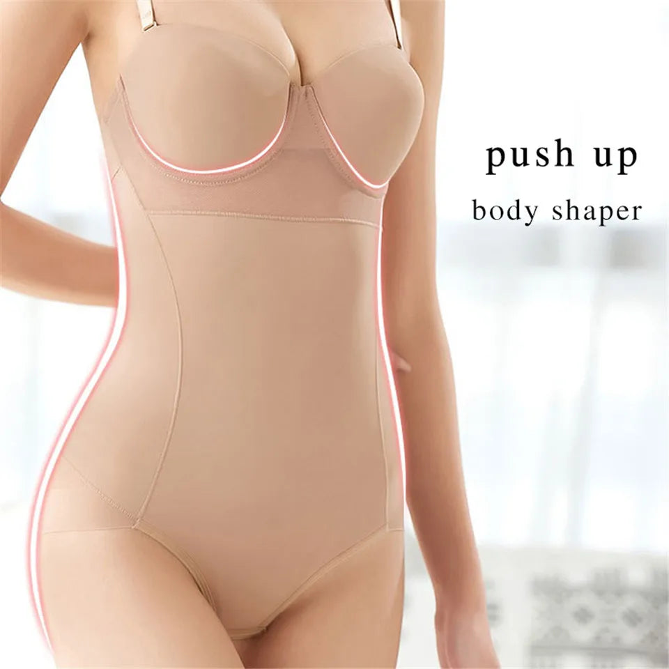 Wechery Damen Shapewear Body – Figurformender Body mit Bügel, Push-Up-Effekt, Schwarz