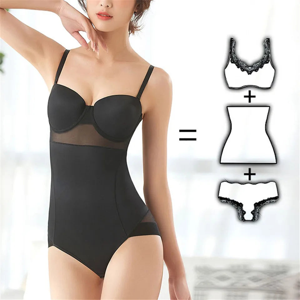 Wechery Damen Shapewear Body – Figurformender Body mit Bügel, Push-Up-Effekt, Schwarz