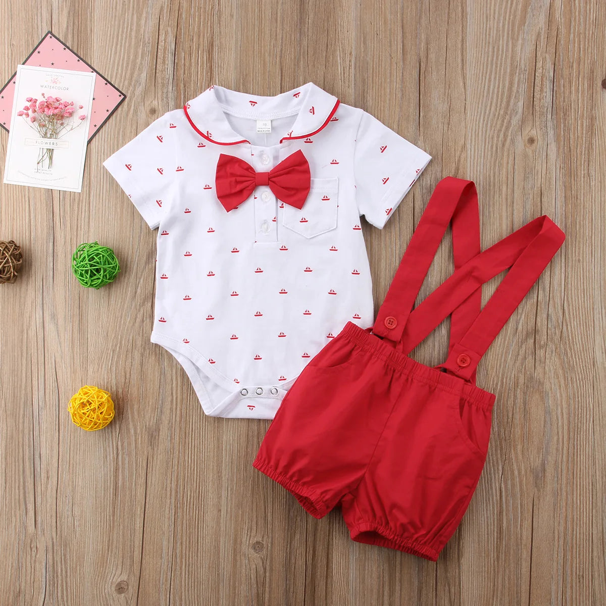 Sommer Baby Jungen 2-teiliges Gentleman-Set – Kurzarm-Body mit Kragen + Shorts – Festliches Outfit für Neugeborene & Kleinkinder