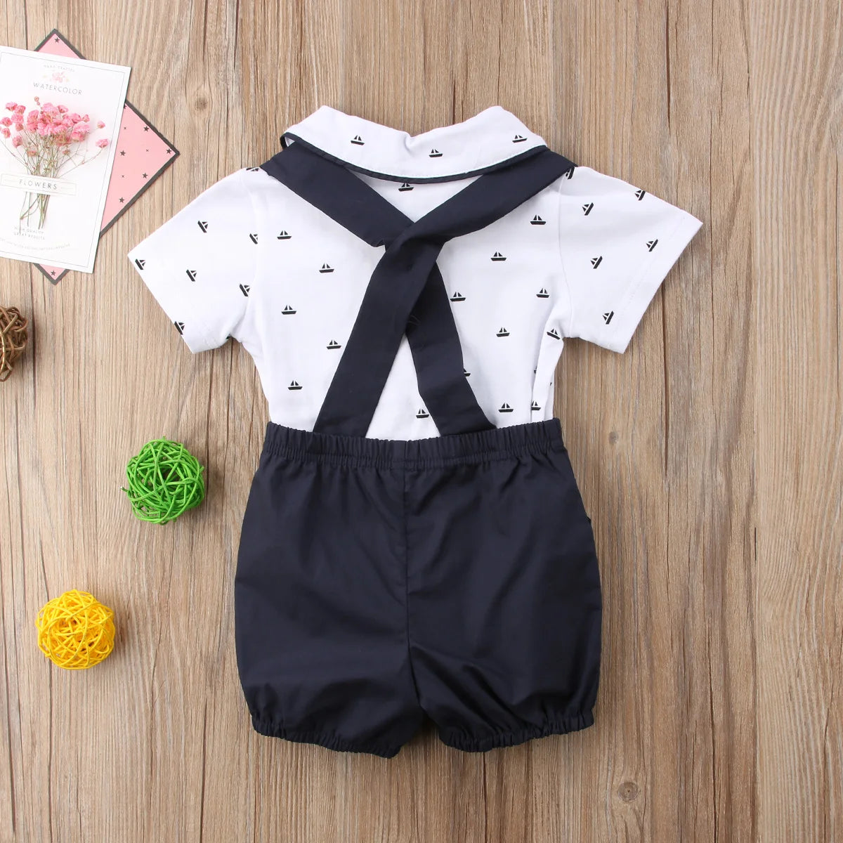 Sommer Baby Jungen 2-teiliges Gentleman-Set – Kurzarm-Body mit Kragen + Shorts – Festliches Outfit für Neugeborene & Kleinkinder