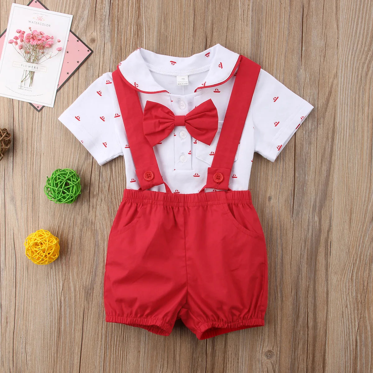 Sommer Baby Jungen 2-teiliges Gentleman-Set – Kurzarm-Body mit Kragen + Shorts – Festliches Outfit für Neugeborene & Kleinkinder
