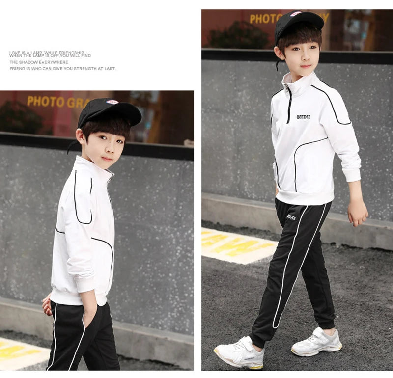 2-teiliges Jungen Trainingsanzug-Set – Sweatshirt & Hose | Herbst & Frühling | Streetwear-Look für Kinder 4–12 Jahre