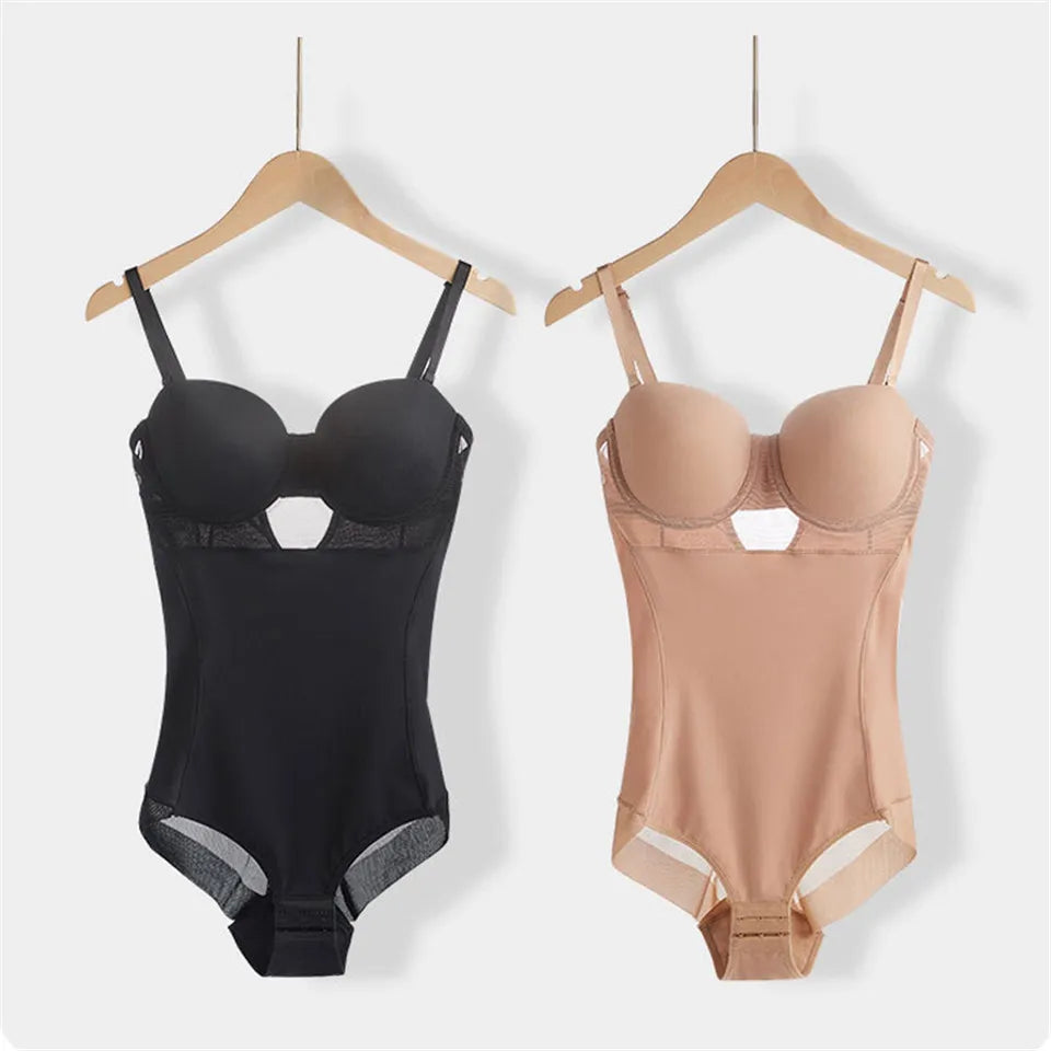 Wechery Damen Shapewear Body – Figurformender Body mit Bügel, Push-Up-Effekt, Schwarz