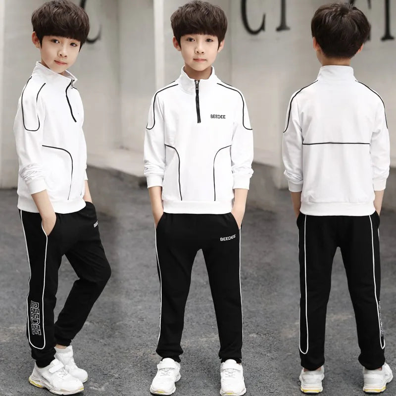 2-teiliges Jungen Trainingsanzug-Set – Sweatshirt & Hose | Herbst & Frühling | Streetwear-Look für Kinder 4–12 Jahre