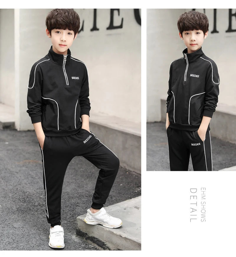 2-teiliges Jungen Trainingsanzug-Set – Sweatshirt & Hose | Herbst & Frühling | Streetwear-Look für Kinder 4–12 Jahre