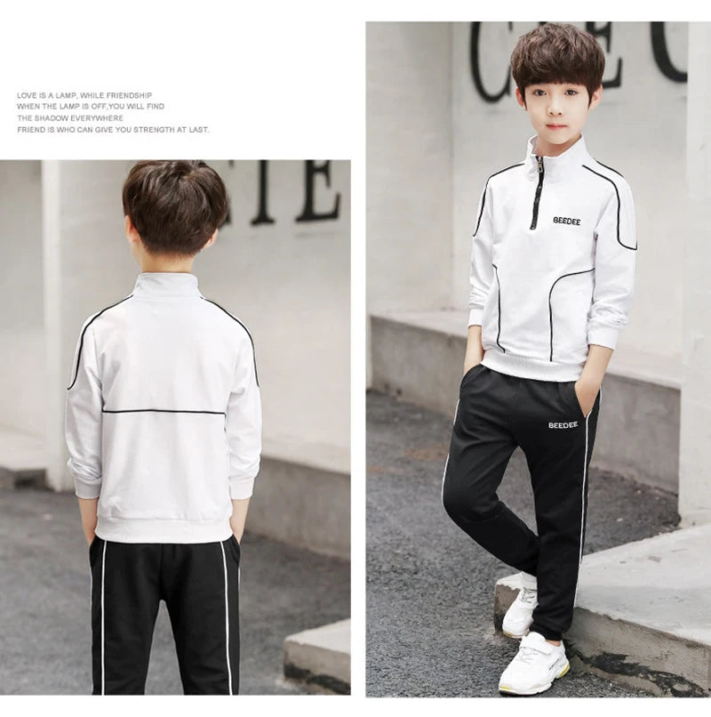 2-teiliges Jungen Trainingsanzug-Set – Sweatshirt & Hose | Herbst & Frühling | Streetwear-Look für Kinder 4–12 Jahre