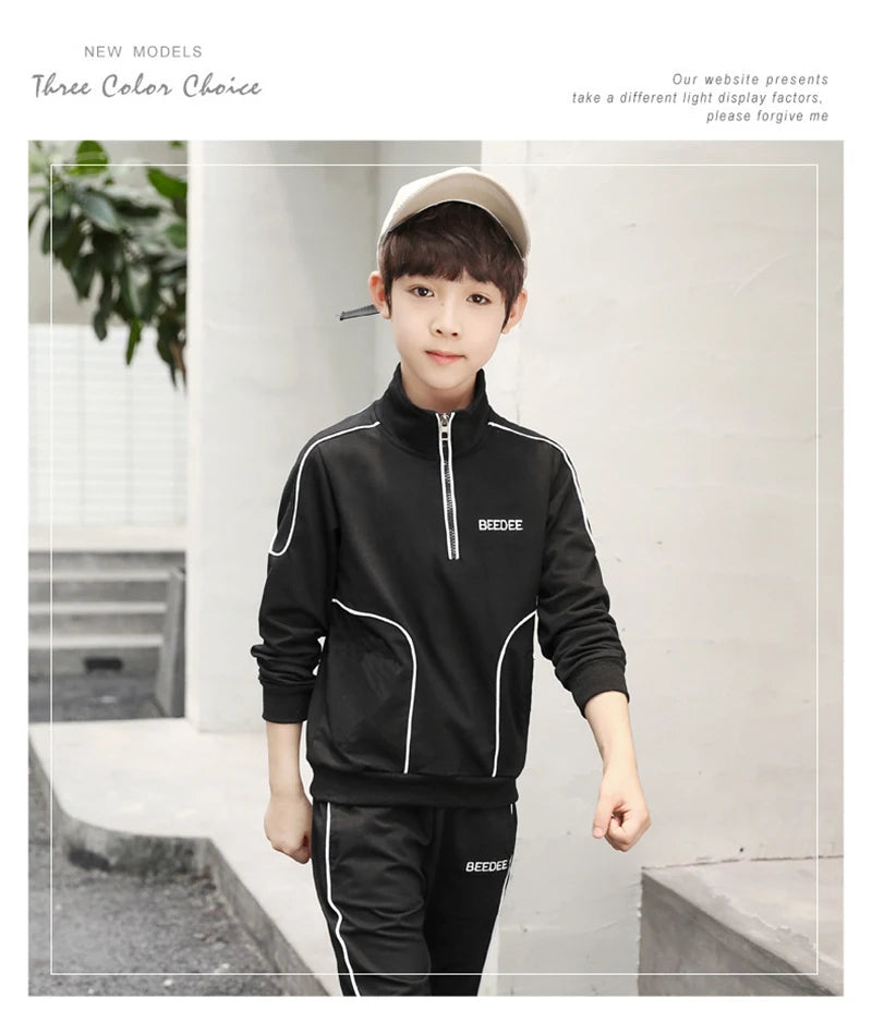 2-teiliges Jungen Trainingsanzug-Set – Sweatshirt & Hose | Herbst & Frühling | Streetwear-Look für Kinder 4–12 Jahre