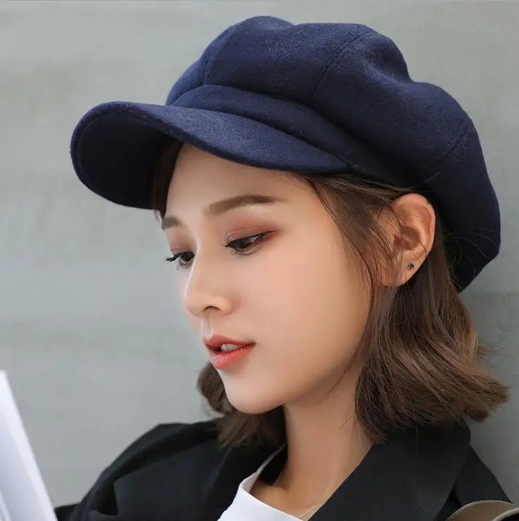 Damen & Herren Herbst/Winter Schirmmütze – Schlichte Octagonal Newsboy Cap aus Baumwolle | Klassische Maler-Baskenmütze