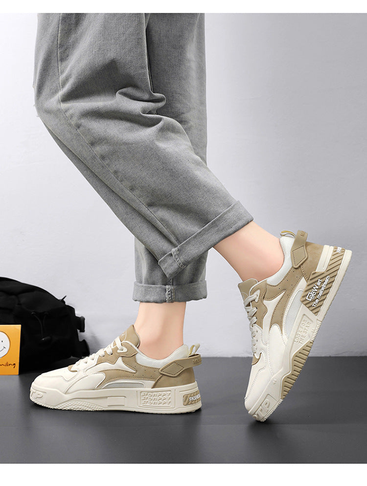 Herren Sneaker Herbst 2023 – Bequeme Plattform-Schuhe | Trendige weiße Schnürsneaker – Vulcanisierte Freizeitschuhe