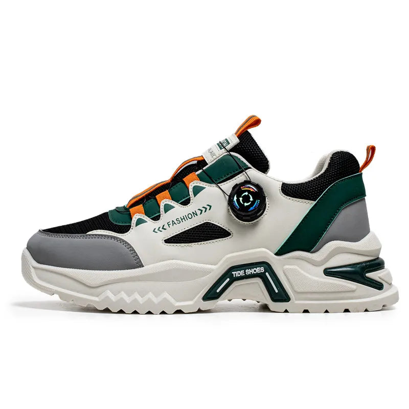 Herren Sneaker mit Rotationsverschluss – Koreanischer Stil | Bequeme Sportschuhe mit weicher Sohle & rutschfestem Profil – Ganzjahres-Freizeitschuhe