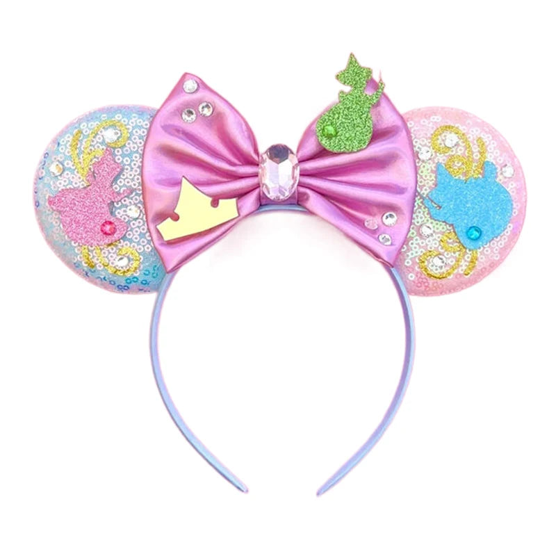 2024 Disney Mickey & Minnie Maus Ohren Haarreif – Glitzernde Sequin-Schleife – Für Kinder & Erwachsene – DIY Disneyland Accessoire