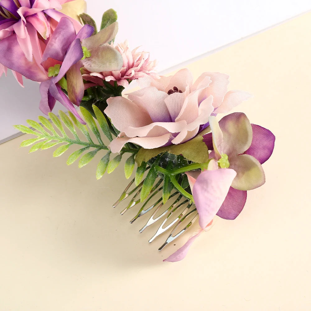 Romantischer Braut-Haarkamm mit Blumen – Rattan-Stil Haaraccessoire für Hochzeiten & besondere Anlässe