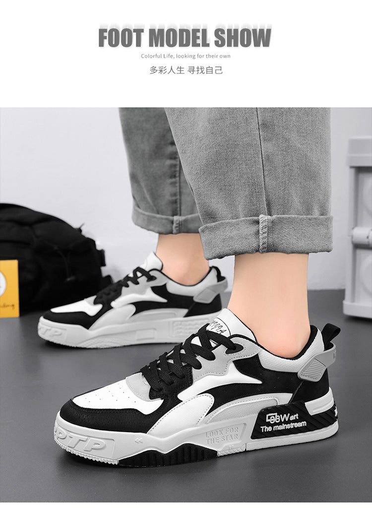 Herren Sneaker Herbst 2023 – Bequeme Plattform-Schuhe | Trendige weiße Schnürsneaker – Vulcanisierte Freizeitschuhe