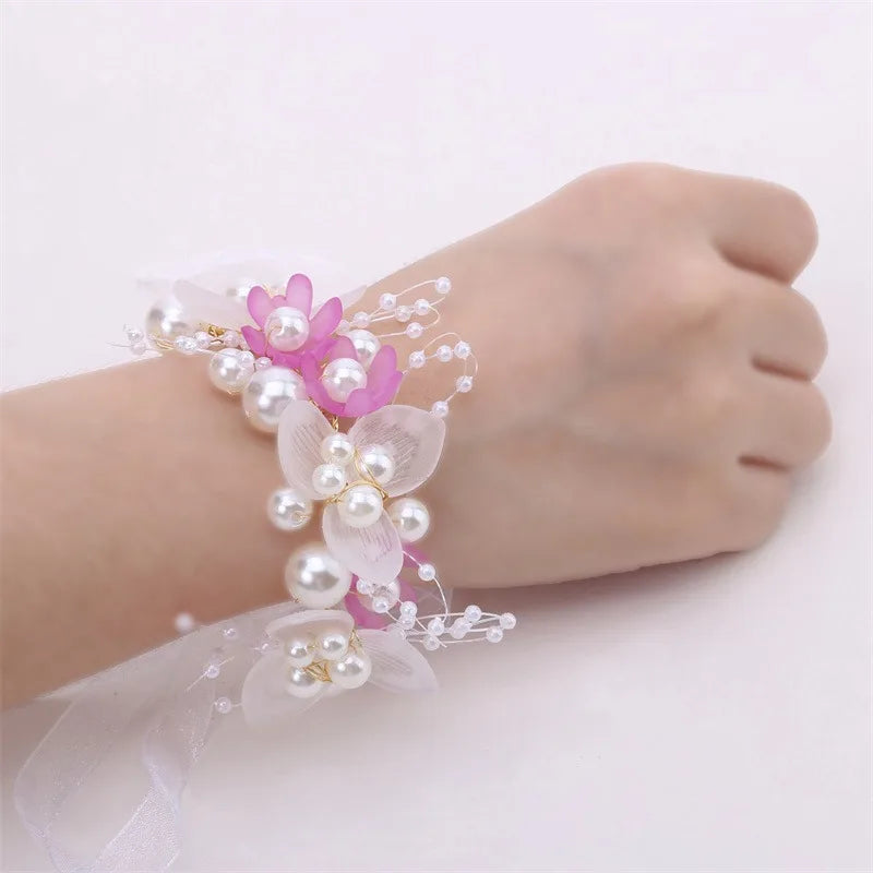 Frühlingshafte Boho Blumenkrone mit Perlen für Mädchen – Hochzeit Haarschmuck & Blumen-Haarreif | Kinder Geschenk