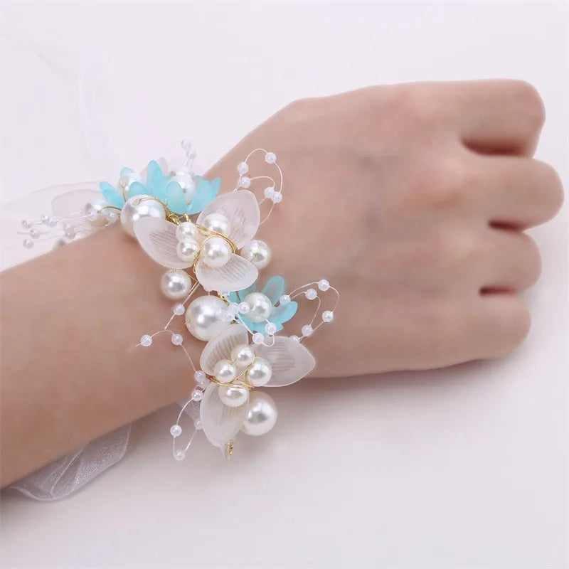Frühlingshafte Boho Blumenkrone mit Perlen für Mädchen – Hochzeit Haarschmuck & Blumen-Haarreif | Kinder Geschenk