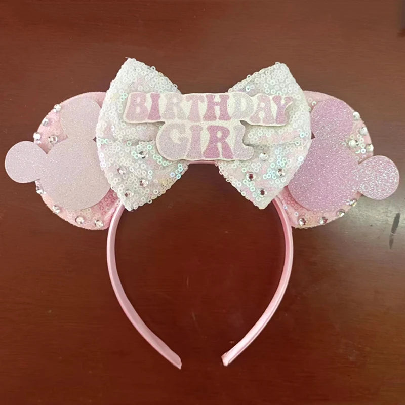 2024 Disney Mickey & Minnie Maus Ohren Haarreif – Glitzernde Sequin-Schleife – Für Kinder & Erwachsene – DIY Disneyland Accessoire