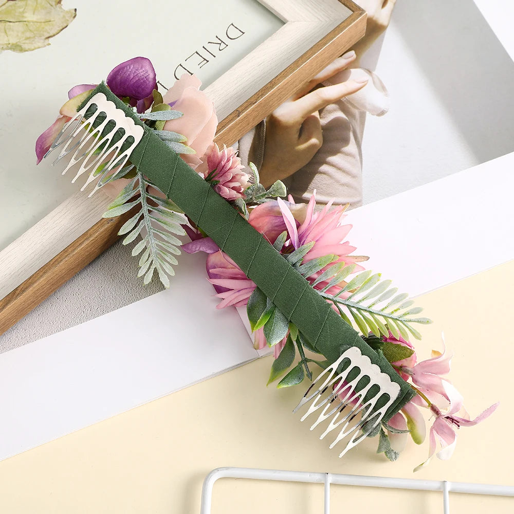 Romantischer Braut-Haarkamm mit Blumen – Rattan-Stil Haaraccessoire für Hochzeiten & besondere Anlässe