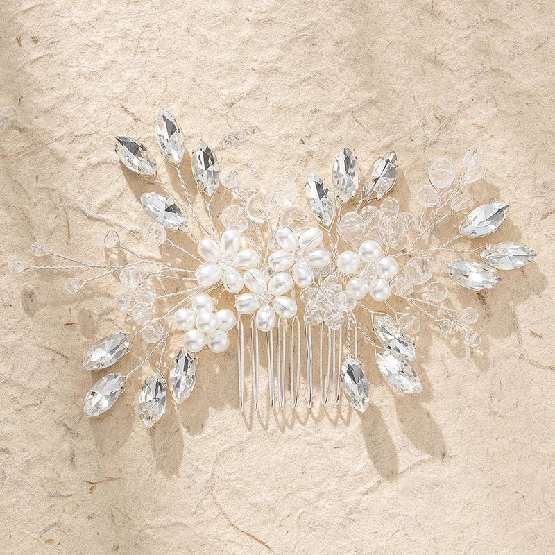 Handgefertigter Brauthaarkamm mit Kristallblumen – Elegantes Haarschmuck-Accessoire für Hochzeit, Party & festliche Anlässe