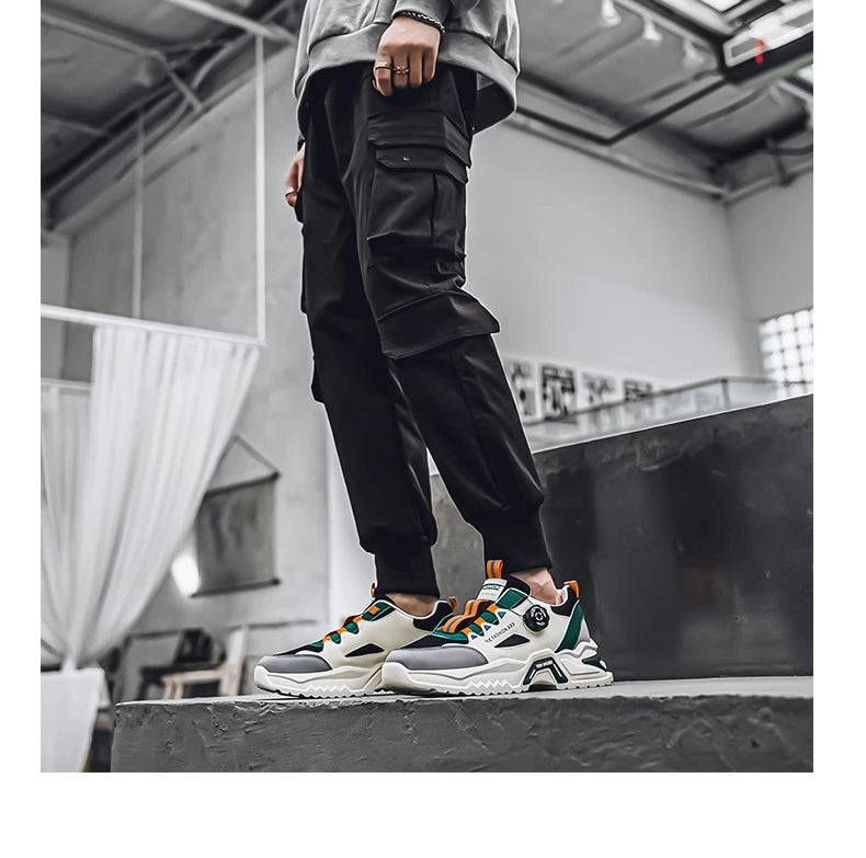 Herren Sneaker mit Rotationsverschluss – Koreanischer Stil | Bequeme Sportschuhe mit weicher Sohle & rutschfestem Profil – Ganzjahres-Freizeitschuhe