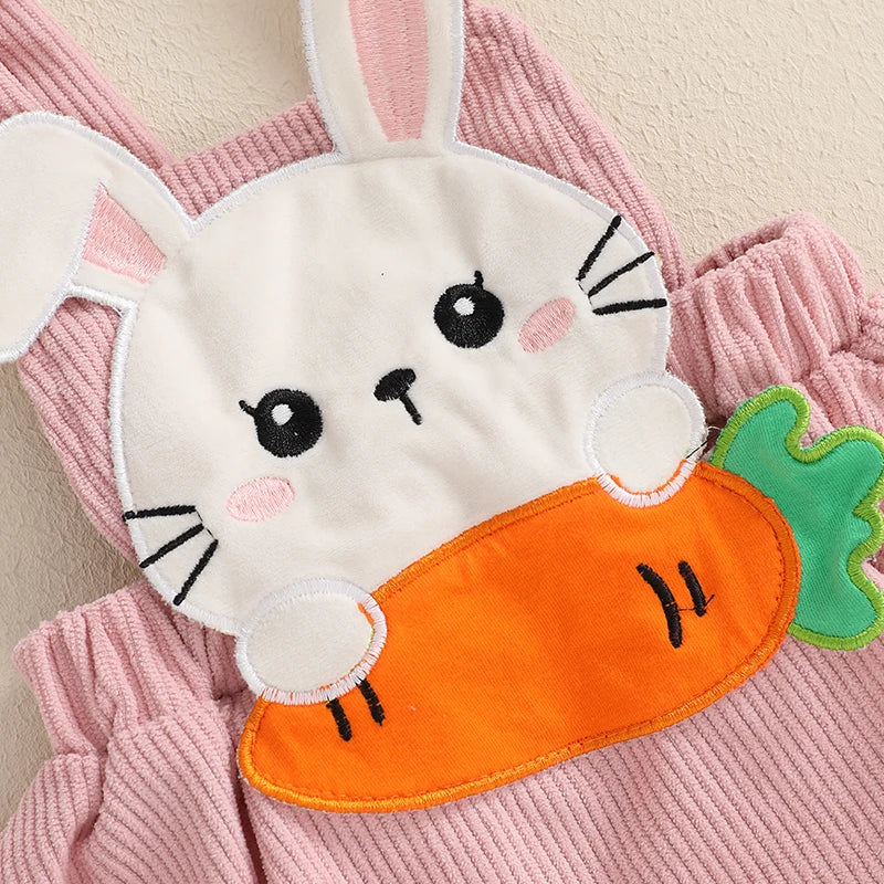 Oster-Outfit für Baby-Mädchen – 3-teilig: Karotten-Body mit langen Ärmeln, Hasen-Trägerrock & Haarband – von FOCUSNORM (0–18 Monate)