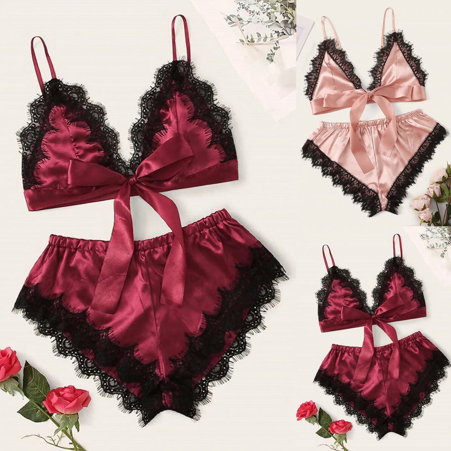 Sexy Babydoll Dessous für Damen – Reizwäsche Set aus Spitze, Nachtwäsche, Unterwäsche, Schlafanzug