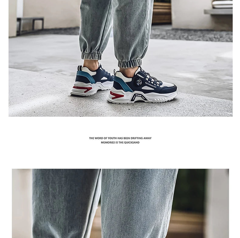 Herren Sneaker mit Rotationsverschluss – Koreanischer Stil | Bequeme Sportschuhe mit weicher Sohle & rutschfestem Profil – Ganzjahres-Freizeitschuhe