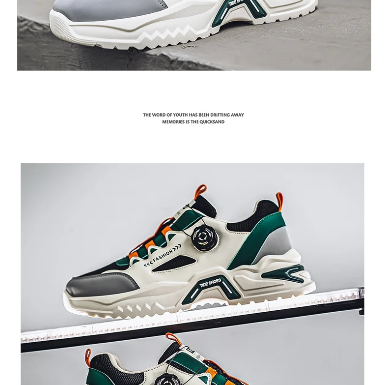 Herren Sneaker mit Rotationsverschluss – Koreanischer Stil | Bequeme Sportschuhe mit weicher Sohle & rutschfestem Profil – Ganzjahres-Freizeitschuhe