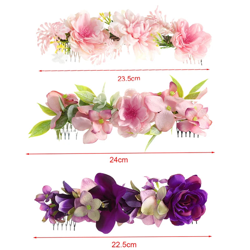 Romantischer Braut-Haarkamm mit Blumen – Rattan-Stil Haaraccessoire für Hochzeiten & besondere Anlässe