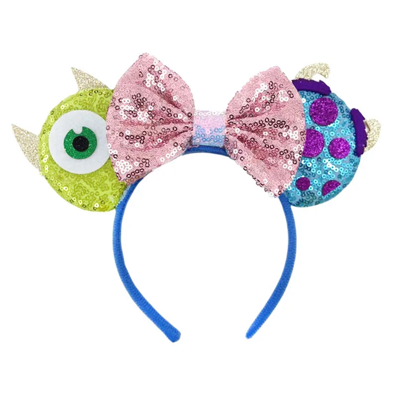 2024 Disney Mickey & Minnie Maus Ohren Haarreif – Glitzernde Sequin-Schleife – Für Kinder & Erwachsene – DIY Disneyland Accessoire
