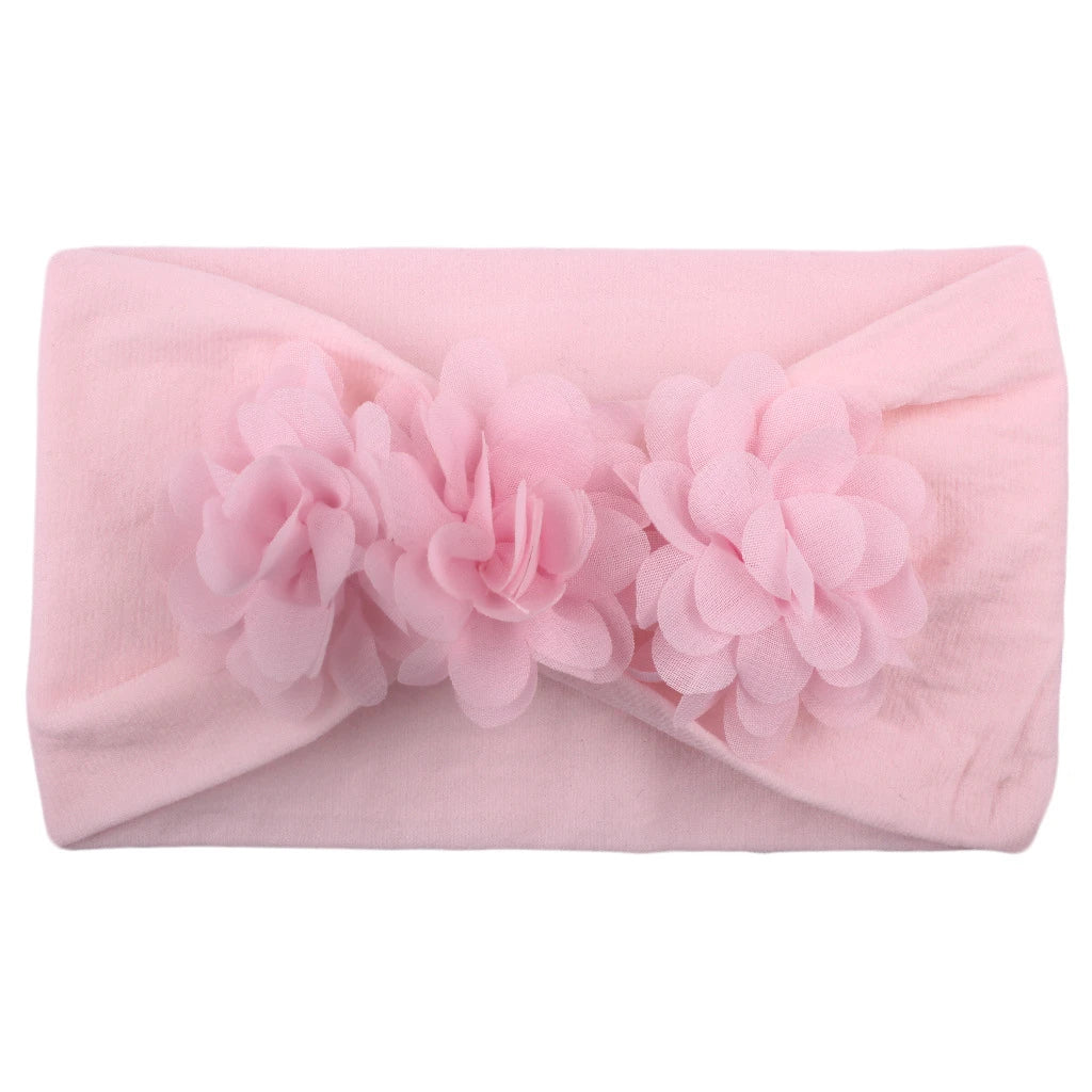 Elastisches Haarband mit Schleife für Mädchen – Blumenmuster Turban-Stirnband | Weiches Kinder-Haaraccessoire für Neugeborene & Kleinkinder