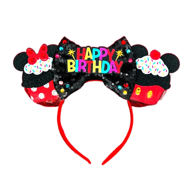 2024 Disney Mickey & Minnie Maus Ohren Haarreif – Glitzernde Sequin-Schleife – Für Kinder & Erwachsene – DIY Disneyland Accessoire