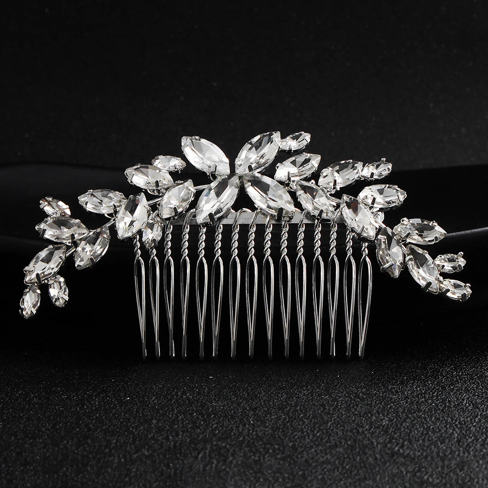 Silberner Haarkamm mit Perlen & Strass – Handgefertigtes elegantes Haarschmuck-Accessoire für Damen & Bräute