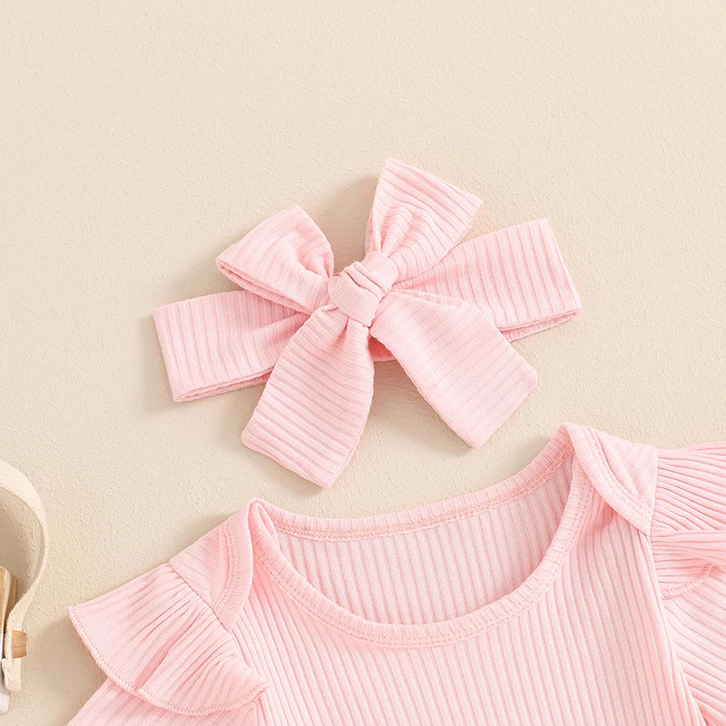 Frühlings-Outfit für Baby-Mädchen – 3-teilig: Kurzarm-Ripp-Body, Trägerrock & Haarband – von Pudcoco (0–18 Monate)