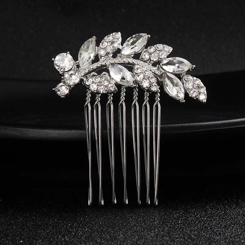 Silberner Haarkamm mit Perlen & Strass – Handgefertigtes elegantes Haarschmuck-Accessoire für Damen & Bräute